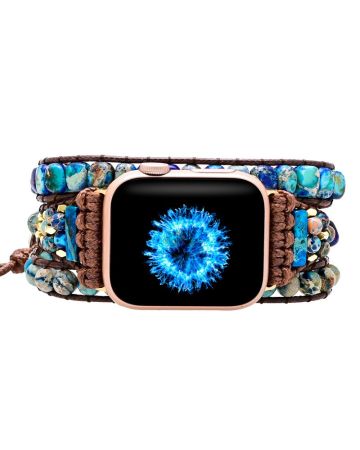 Graceful Blue Jasper Apple Watch Strap – Handmade Natural Stone iWatch Band