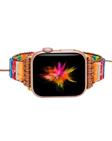 Healing Chakra Protection Apple Watch Strap – Bohemian Natural Stone iWatch Band (38mm–45mm, Series 8/7/6/5/SE/Ultra)