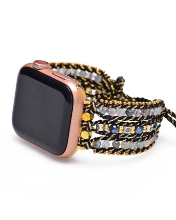 Handmade Labradorite Apple Watch Bracelet – Natural Stone Boho Band