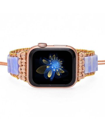 Plum Agate Apple Watch Strap – Handmade Boho Natural Stone Bracelet Band
