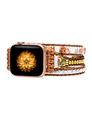 Natural Howlite & Shoushan Stone Boho Apple Watch Band