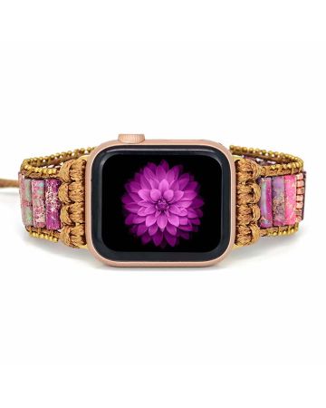 Natural Stone Apple Watch Band (38mm/40mm) – Handmade Crystal Beaded Bracelet Strap