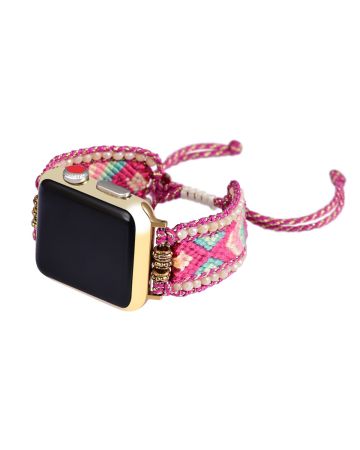 Crystal Nylon Apple Watch Bracelet Band – Adjustable Replacement Strap for Apple Watch Series 9, 8, 7, 6, 5, 4, 3, 2, 1 (42/44/45/49mm)