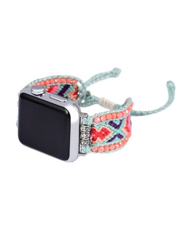 Boho Nylon Apple Watch Band – Adjustable 38/40/41mm Bracelet Strap for Apple Watch Series 8 7 SE 6 5 4 3 2 1