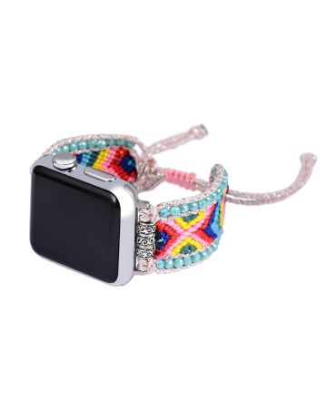Boho Beaded Apple Watch Band – Colorful Woven Bracelet Strap for 38/40/41mm & 42/44/45mm – Adjustable Handmade iWatch Band