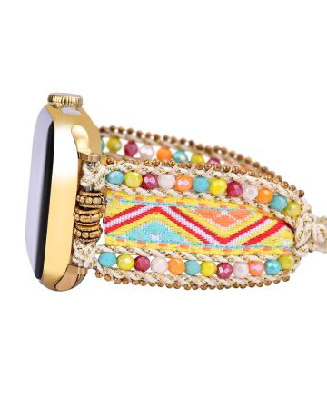Aqua Serenity & Boho Fiesta Apple Watch Bands – Handmade Glass Bead & Braided Nylon Straps