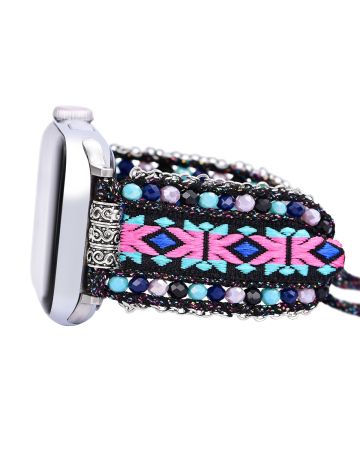 Mystic Night Gemstone Apple Watch Band – Handmade Boho Nylon Strap