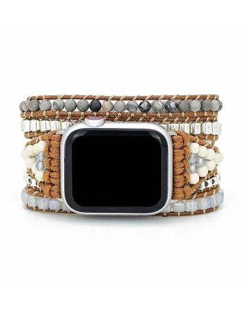 Natural Celestine Beaded Apple Watch Band – Howlite Crystal Healing Strap