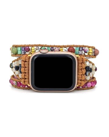 Confident Goddess Apple Watch Strap – Pink Agate & Imperial Jasper Crystal Band