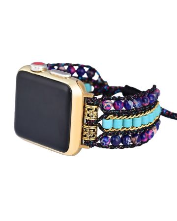 Imperial Jasper Beaded Woven Watch Band – Boho Apple Watch Strap