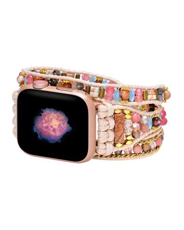 Boho Crystal Apple Watch Band – Handmade Multi-Layer Natural Stone Wrap Bracelet Strap