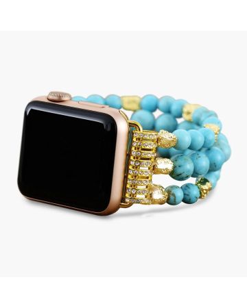 Turquoise Dream Stretch Apple Watch Band – Handmade Natural Stone Beaded Bracelet Strap (38–45mm)