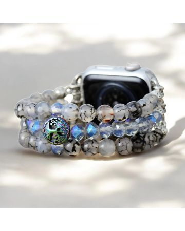 Labradorite Crystal Stretch Apple Watch Band – Handmade Transformative Stone Bracelet Strap (38–45mm)