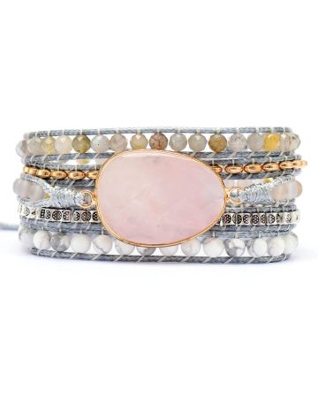 Rose Quartz Loving Wrap Bracelet – Handmade Heart Chakra Healing Crystal Jewelry
