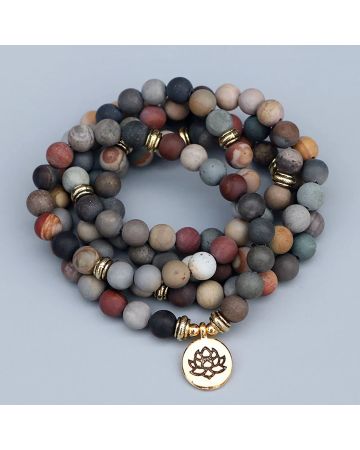 108 Bead Jasper Mala Bracelet – with Spiritual Charm