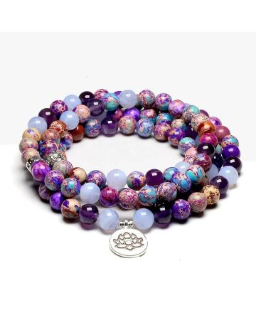 108 Bead Purple Jasper & Amethyst Mala Bracelet