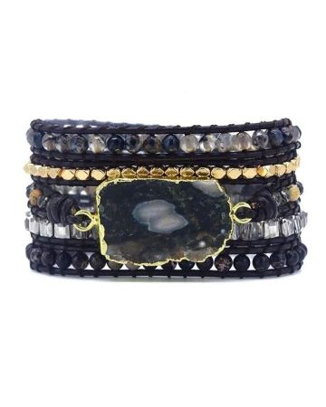 Ocean Agate & Jasper 5-Layer Gemstone Wrap Bracelet