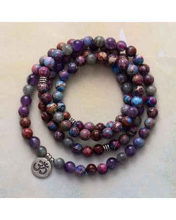 Purple Jasper & Labradorite 108 Mala Beads Bracelet
