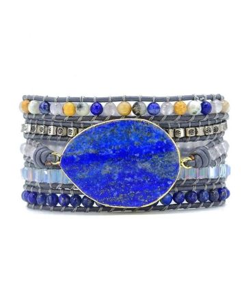 Lapis Lazuli & Jasper 5-Layer Healing Wrap Bracelet