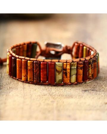 Handmade Jasper Tube Wrap Bracelet – Red Jasper & Picasso Jasper