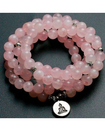 108 Rose Quartz Mala Bracelet – Stone of Unconditional Love