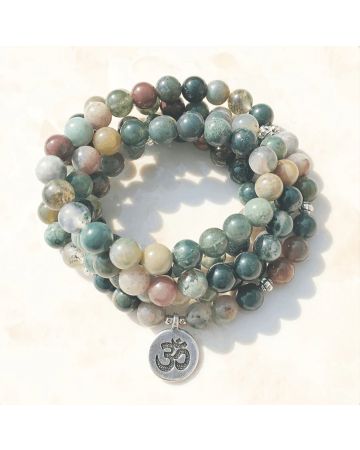 108 Natural Indian Agate Mala Prayer Beads – Meditation Necklace & Bracelet