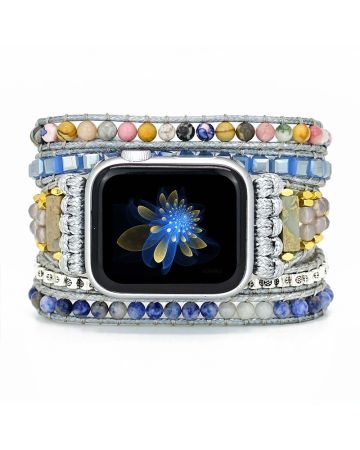 Bohemian Blue Dreams Apple Watch Band – Natural Blue Agate & Sodalite Handmade Strap