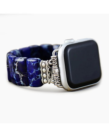 Dark Navy Tibetan Jasper Stretch Apple Watch Strap
