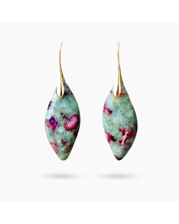 Rosy Reef Leaves Jasper Earrings