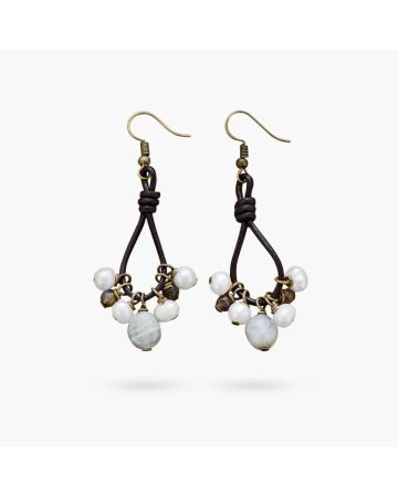 Pearls & Labradorite Leather Earrings