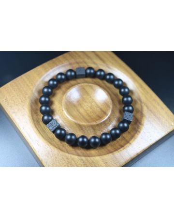 Matte Black Onyx with Cube Lava Balance Bracelet,Healing Bracelet-8mm beads,Mens Bracelet,Womens Bracelet,Stretch Bracelet,Gemstone Bracelet