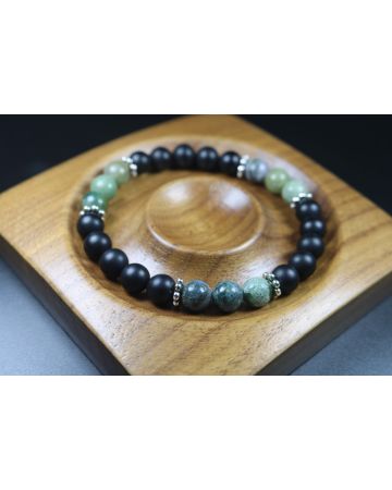 Matte Black Onyx and indian agate Bracelet - Bracelet - Men Jewelry - Stretch Bracelet - Men Bead Bracelet - Heal Bracelet - 8mm beads