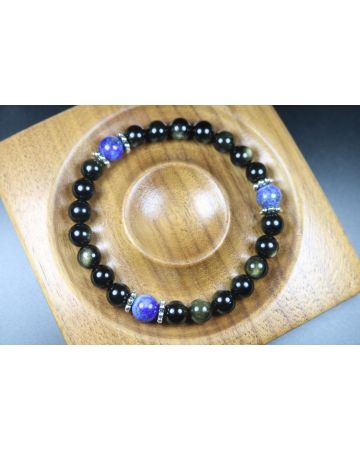 Black Obsidian and Blue Lapis Lazuli Bracelet - Men Bracelet - Men Jewelry - Men Bead Bracelet - Gemstone Bracelet - Heal Bracelet 8mm beads