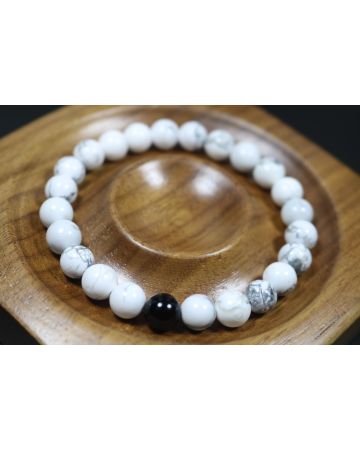 Howlite Bracelet, Mens Bracelet, Women Bracelet – Strengthens Ambition and Memory, Stretch Bracelet, 8mm beads