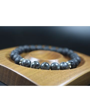 Lava and Larvikite Bracelet - Man Jewelry - Stretch Bracelet - Man Bead Bracelet - Heal Bracelet - Lava Rock Bracelet - 8mm beads