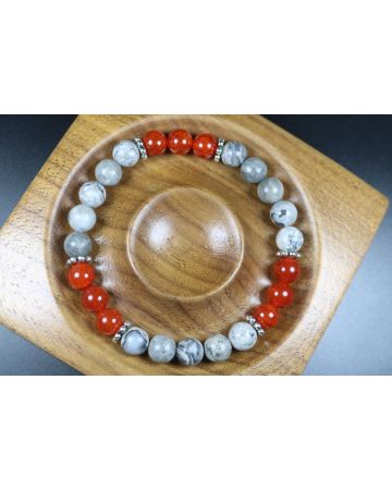 Orange dragon agate and Map jasper Bracelet-Man Jewelry-Stretch Bracelet-Man Bead Bracelet-Heal Bracelet-Matte Picasso Bracelet - 8mm beads