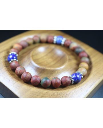 Matte Picasso and Lapis Lazuli Bracelet-8mm beads - Man Jewelry-Stretch Bracelet-Man Bead Bracelet - Heal Bracelet- Matte Picasso Bracelet 