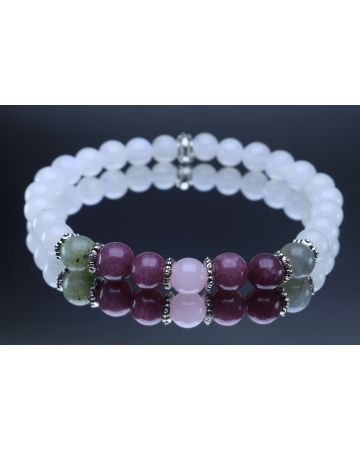 Moonstone, Labradorite, Lepidolite & Rose Quartz Bracelet (6mm Beads)