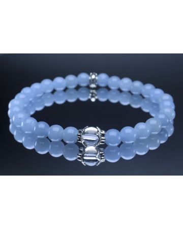 Angelite & Crystal Quartz Bracelet (6mm Beads)