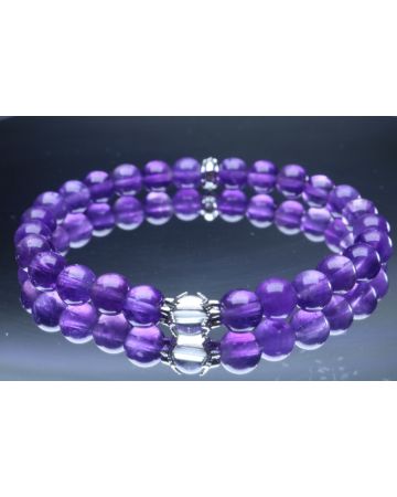 Amethyst & Crystal Quartz Bracelet (6mm Beads)