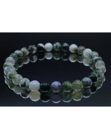 Tree Agate Bracelet (6mm Beads)/Stability, Protection, Peace, Safety, Strength