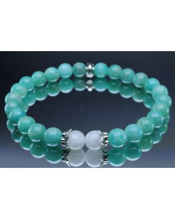 Amazonite & Moonstone Bracelet (6mm Beads)/Soothing, Positive Energy, Anxiety
