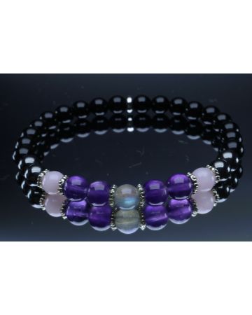 Empath Protection Bracelet with Black Tourmaline, Hematite, Rose Quartz, Amethyst & Labradorite (6mm Beads)