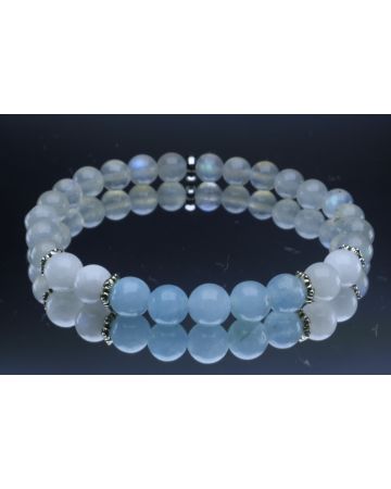 Labradorite, Moonstone & Aquamarine Bracelet (6mm Beads)/'Go with the Flow', Deal with Change, Stress and Fear, New Beginnings, Protection