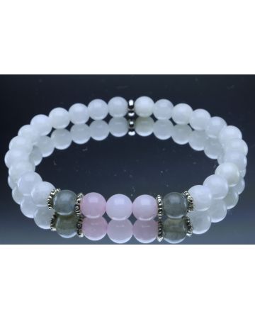 Moonstone, Labradorite & Rose Quartz Bracelet (6mm Beads)/Hormone Balance, Calming, Spiritual, New Beginnings, Positive Energy, Protection