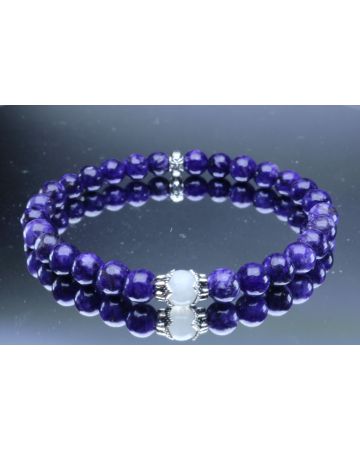 Charoite & Moonstone Bracelet (6mm Beads)/Spiritual, Overcome Fear, Reduce Stress, Negativity, Stress, Obsessions