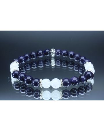 Blue Goldstone & Moonstone Bracelet (6mm Beads)
