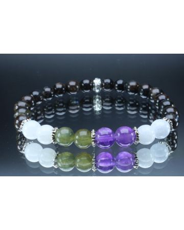 Intuition Enhancement Bracelet with Astrophyllite, Celestite, Amethyst, Labradorite & Moonstone (6mm Beads)