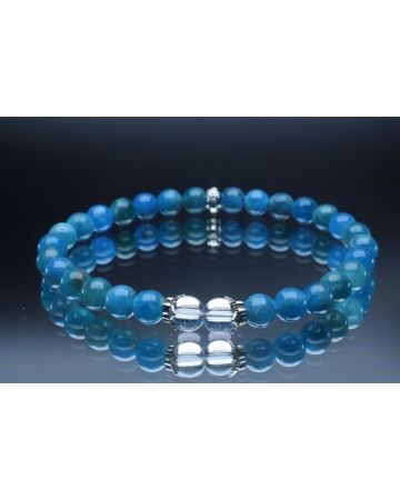 Blue Apatite & Crystal Quartz Bracelet (6mm Beads)
