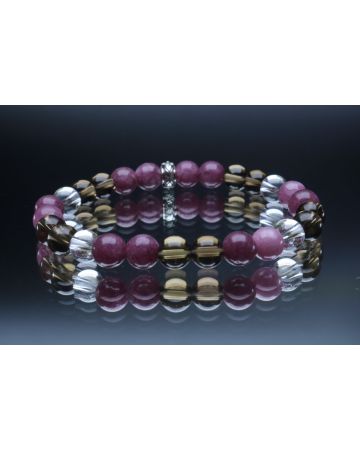 Lepidolite, Smoky Quartz & Clear Quartz Depression/Mental Health Support Bracelet (6mm Beads)